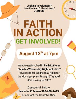 Faith in Action Starting September 10th