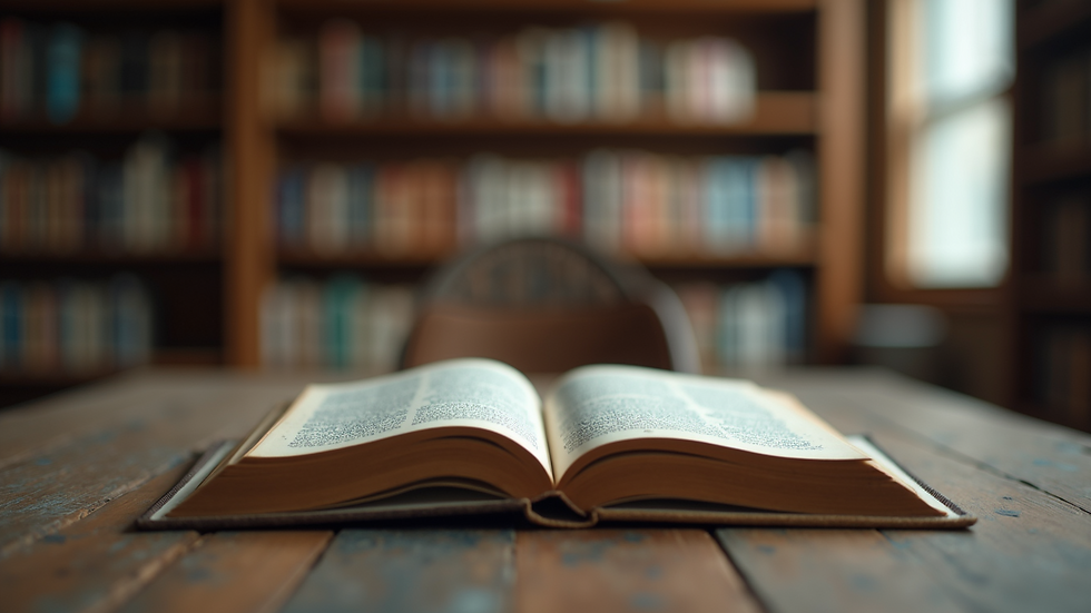 Eye-level view of books in a library on academic subjects