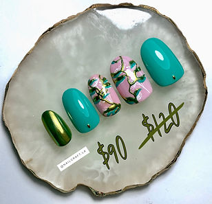 nail art sale promotion design pink floral gold nail