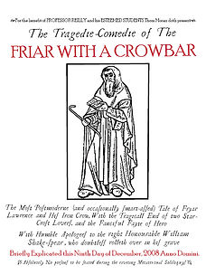 A faux-antique woodcut of a Friar holding a crowbar