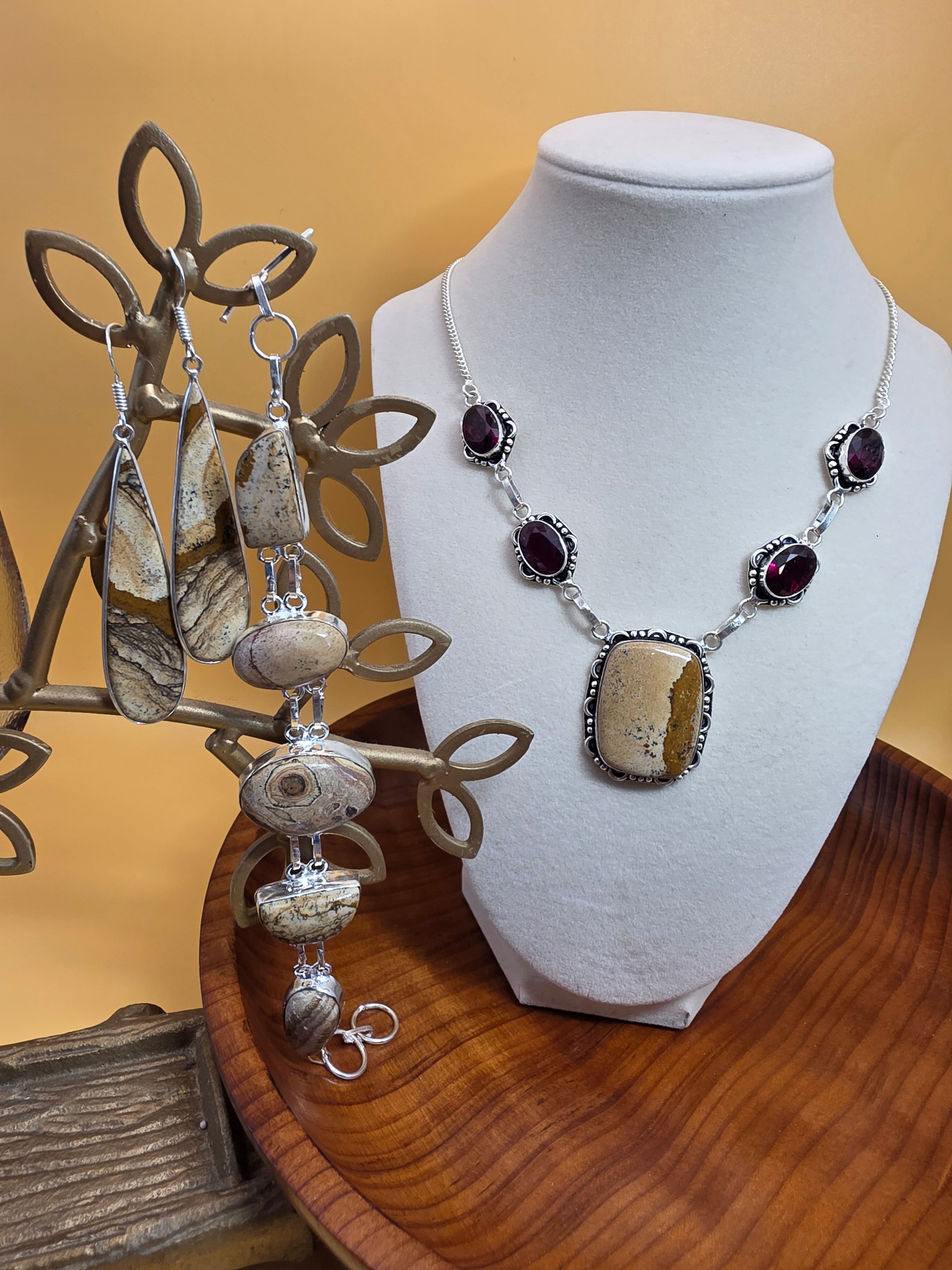 Picture Jasper Gemstone Jewelry Set