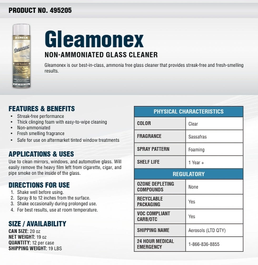 Thumbnail: Gleamonex best-in-class, ammonia free glass cleaner
