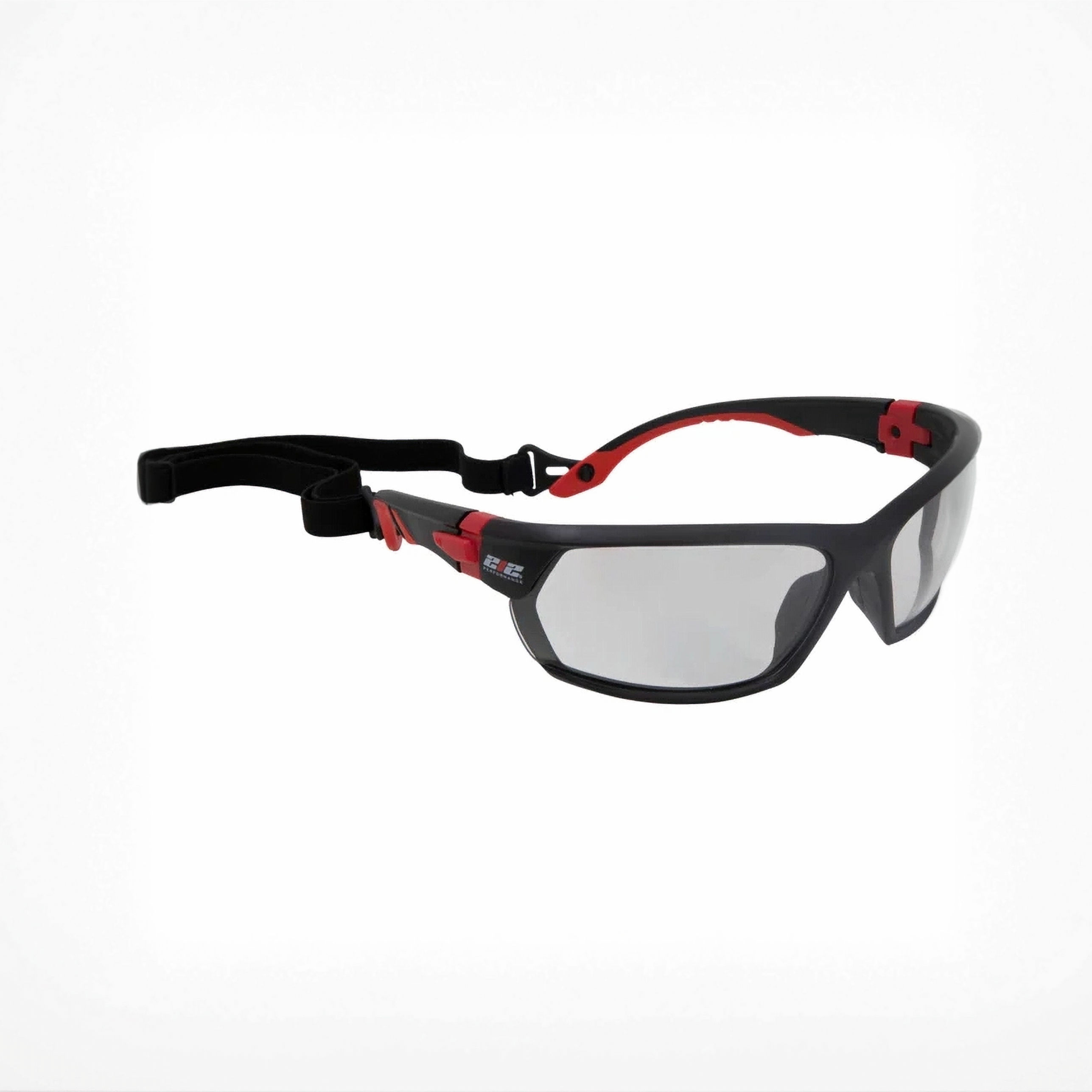 EPE13-05-03 Anti-Fog Clear Safety Glasses w/Removeable Headband - Blk and Red