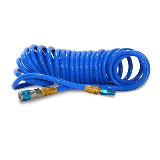 25-Ft Coiled 3/8-In ID Air Hose w/Reusable 1/4-In NPT Brass-Quick Conn Fittings