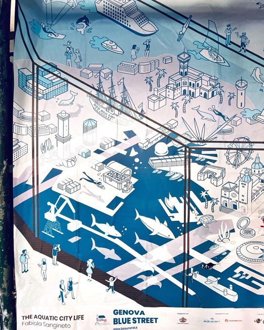 The Aquatic City Life_Art Poster - Via Cairoli in Largo della Zecca, Genova 2021