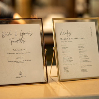 bar menu signs for specialty wedding cocktails 