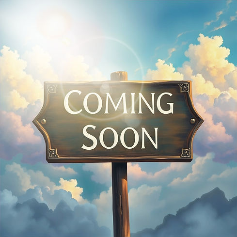 Coming Soon - a Sign on an ancient background with clouds and magical colors, clear, crisp