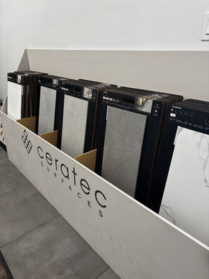 Ceratec slab tile samples in the JC Flooring showroom