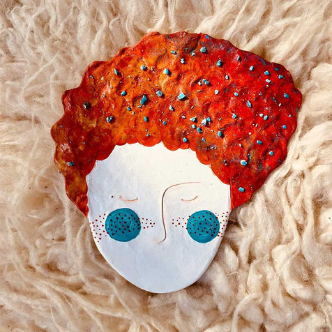 white clay art mask sculpture seyya