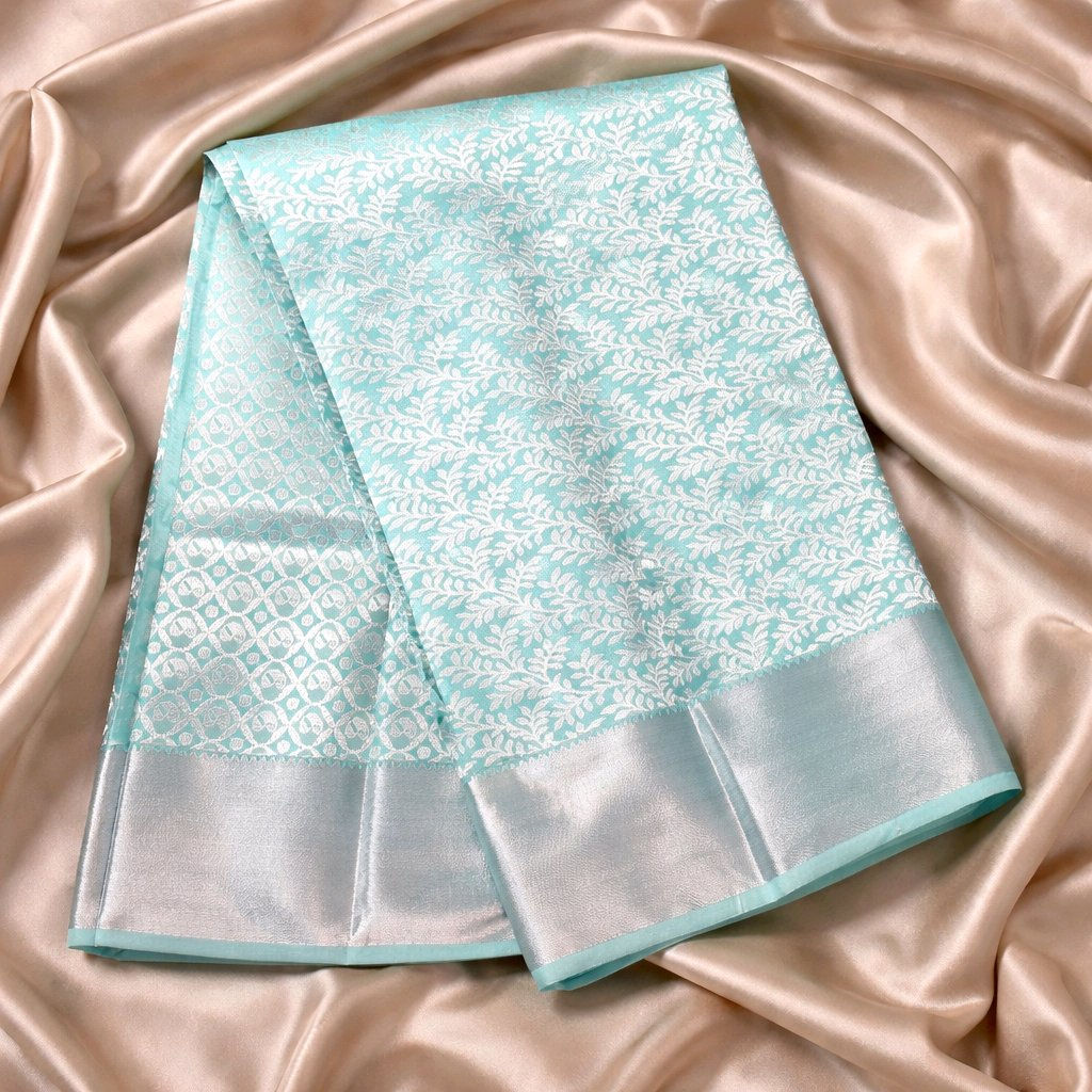 Kanchipuram Soft Silk (Pastel Blue with Silver Zari)