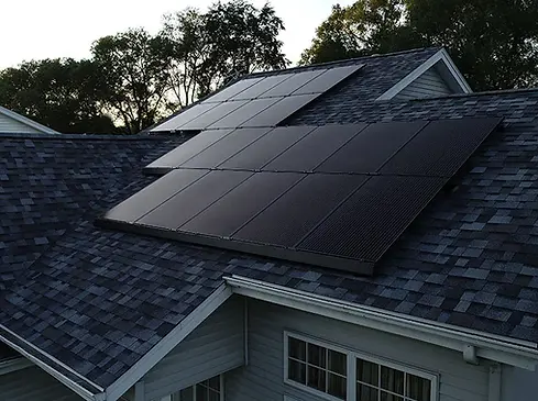 Black solar panels on roof