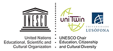 logotipo da UNESCO e da Cátedra UNESCO-ULHT Educação, Cidadania e Diversidade Cultural