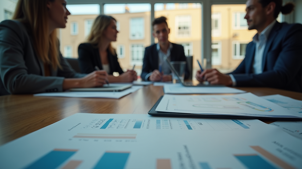 Eye-level view of a business team discussing service packages