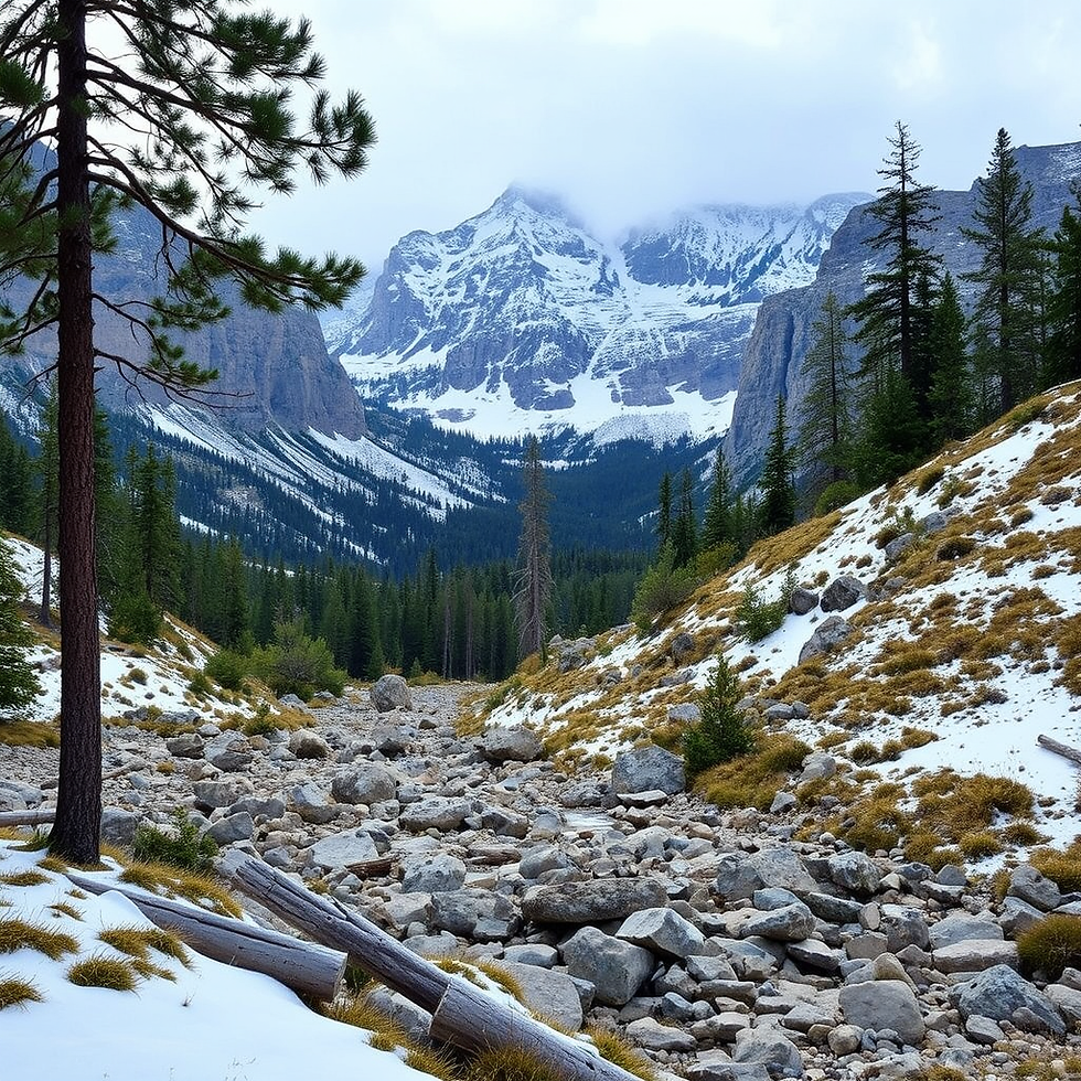 High angle view of snow-capped peaks and alpine lakes in Rocky Mountain National Park