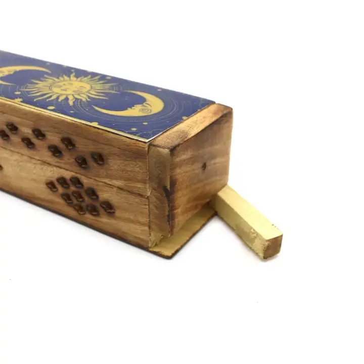 Thumbnail: Wooden Incense Burner Box - Sun & Moon