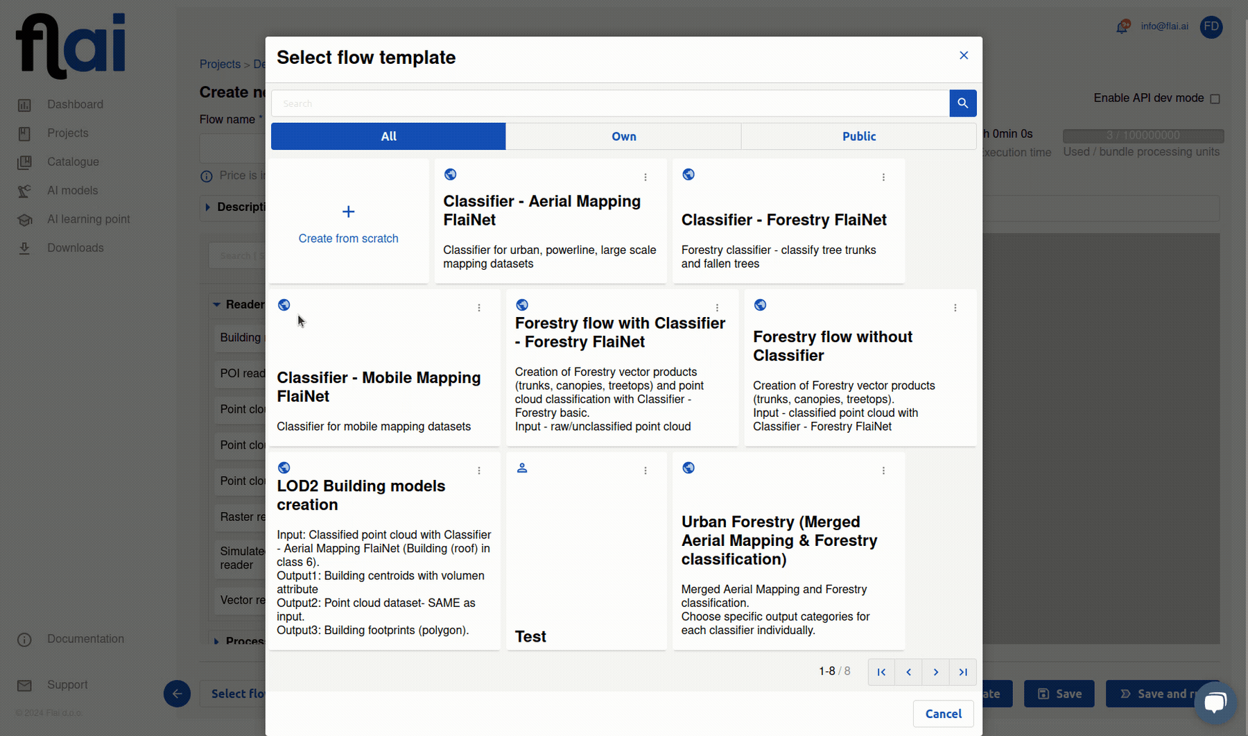 Creating a processing flow for automatic classification