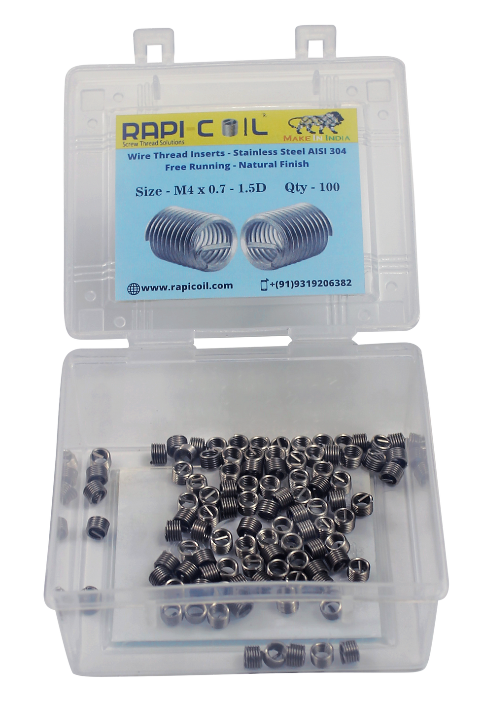 M4 x 0.7 x 1.5 Wire Thread Inserts (Boxed) - AISI304/316