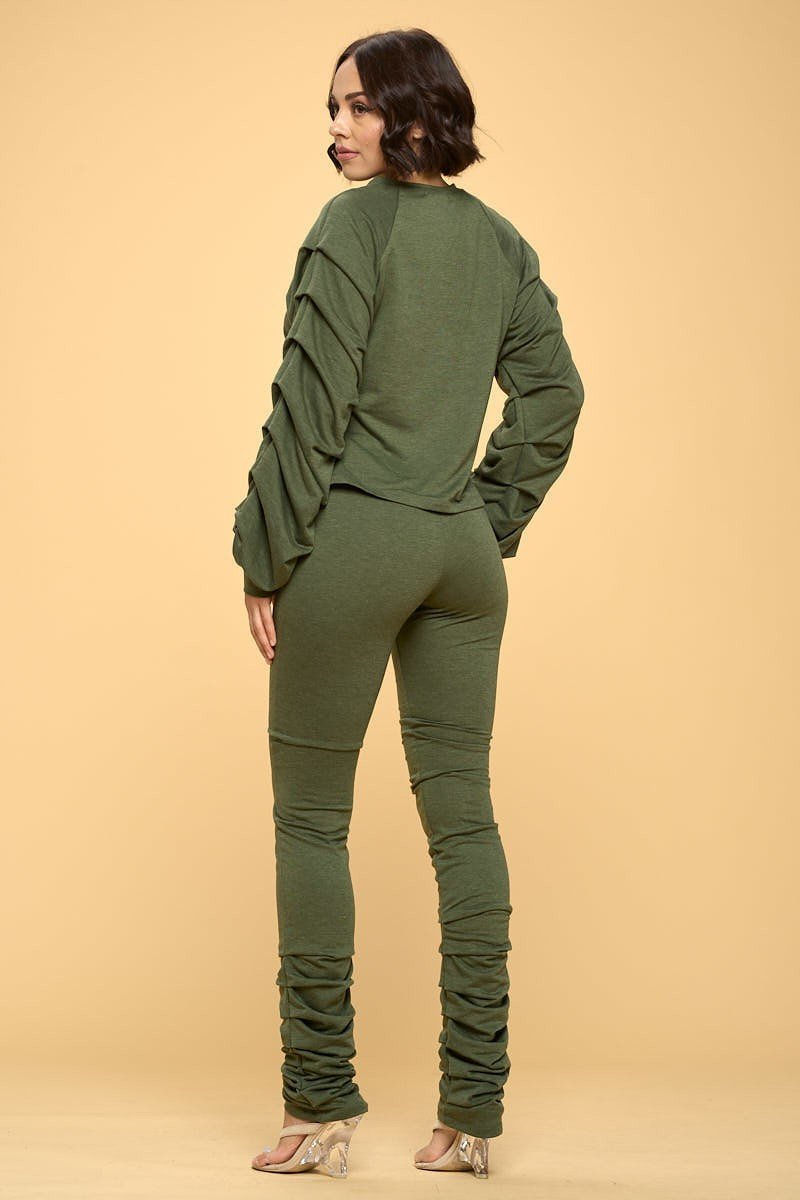 Thumbnail: Ruched 2 Piece Set Green 1