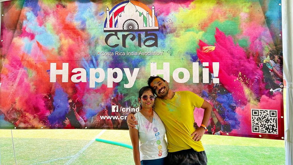 Us, enjoying Holi, Indian festival of colors, in March 2023