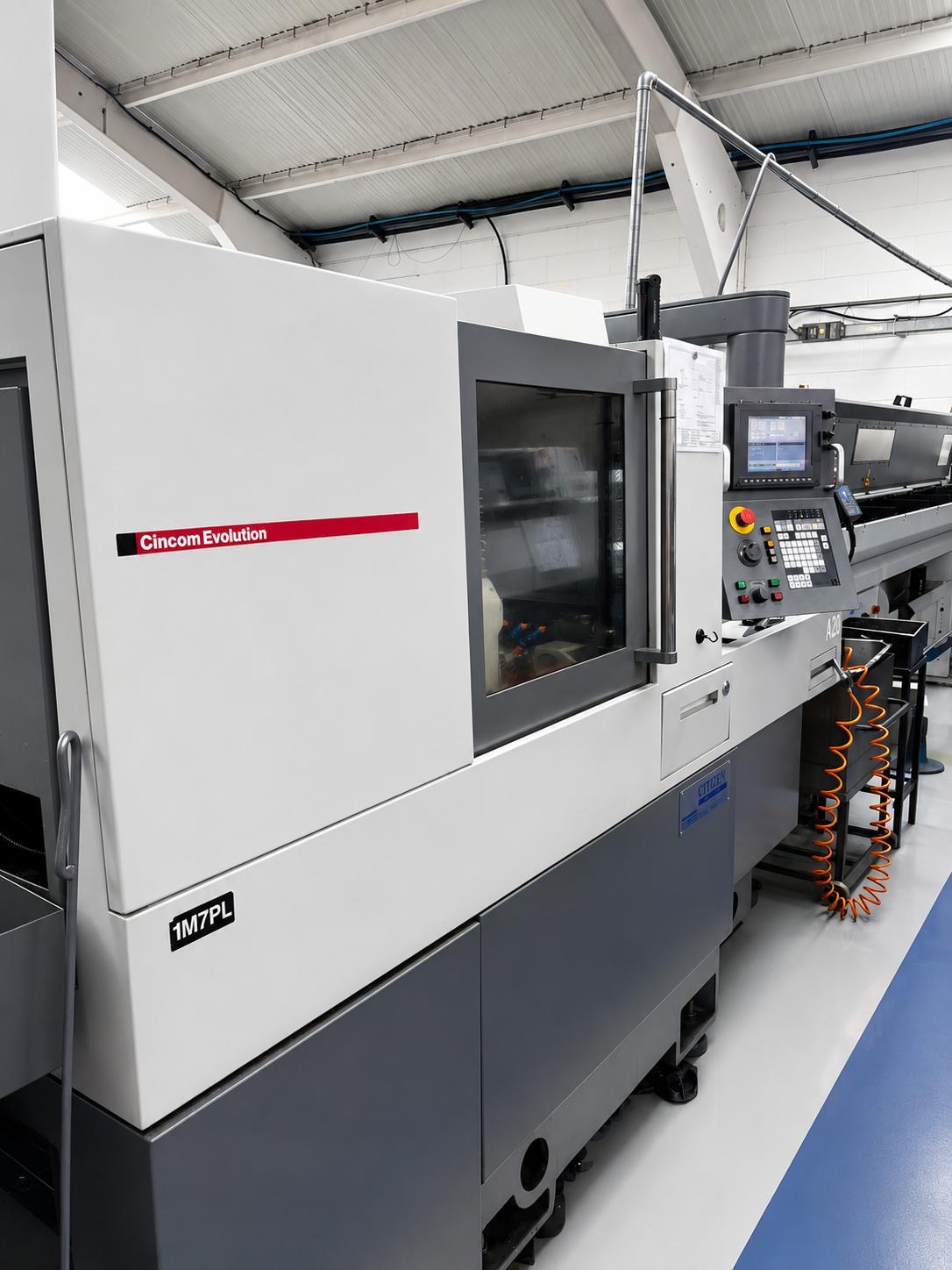 2012 CITIZEN Cincom A32-VII used CNC sliding head lathe for sale in the UK from Swiss CNC. 32mm 7-axis CNC sliding head lathe with Iemca Boss 332-E 3.2m magazine bar feeder, LNS MH500 swarf conveyor, Mist Control 850 extraction and fire suppression. Good condition.