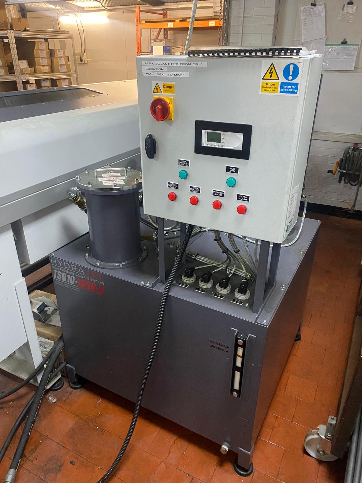 Hydrajet TSB10-1000-3 (1000 litre/3 Line output/70 Bar) High Pressure Coolant used CNC machine