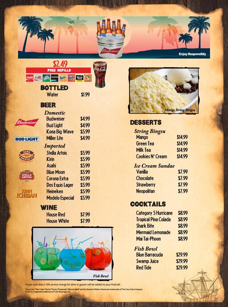 Menu Crab Daddy Guam