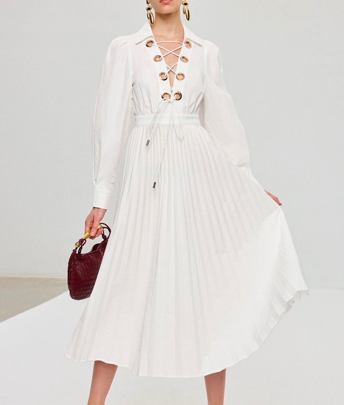 Vestido falda plisada blanco