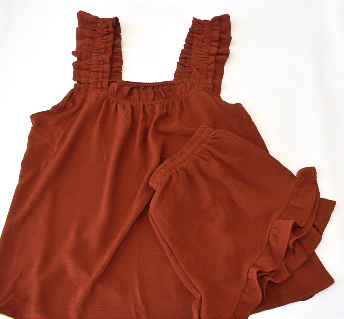 Pijama de algodón tirante olán