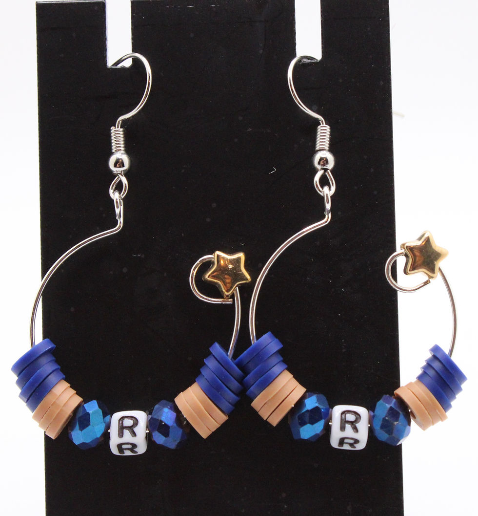 Harry Potter themed Blue and tan beaded Ravenclaw hoop earrings