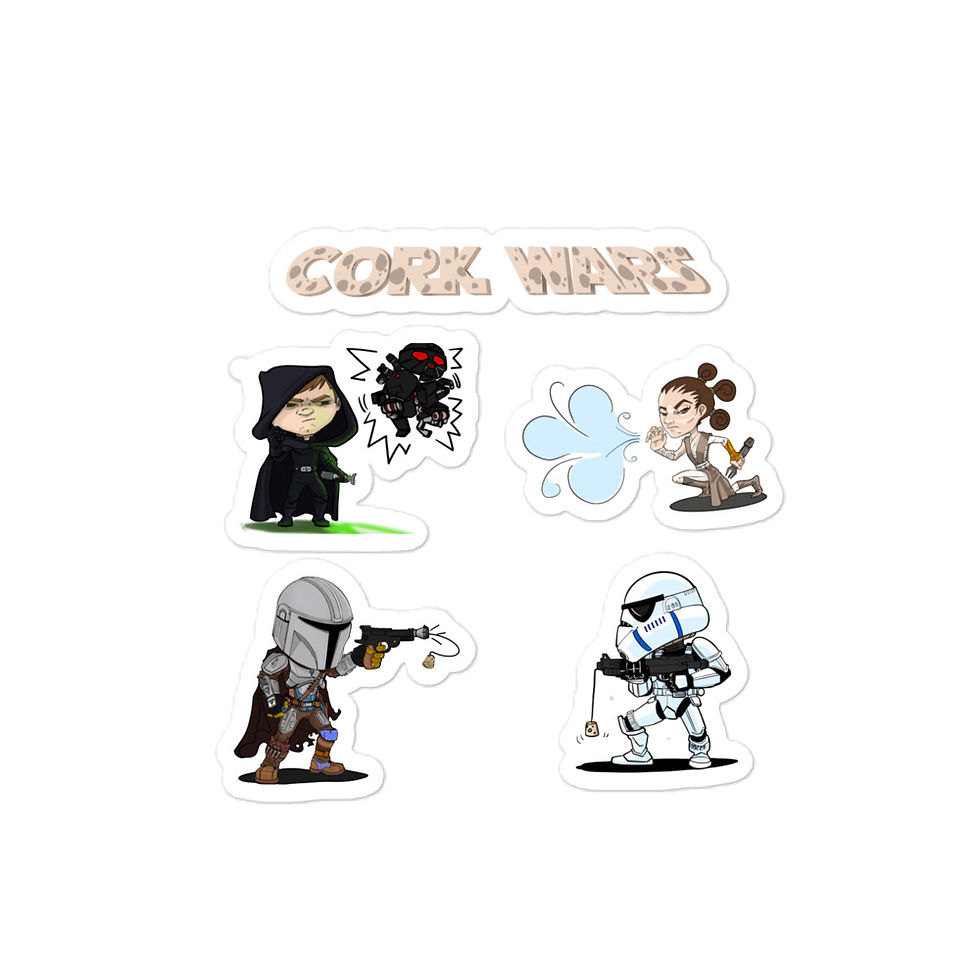Thumbnail: Cork Wars a Star Wars parody- Bubble-free stickers 4 sticker sheet