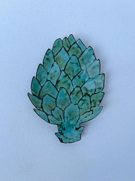 copper + enamel artichoke bowl