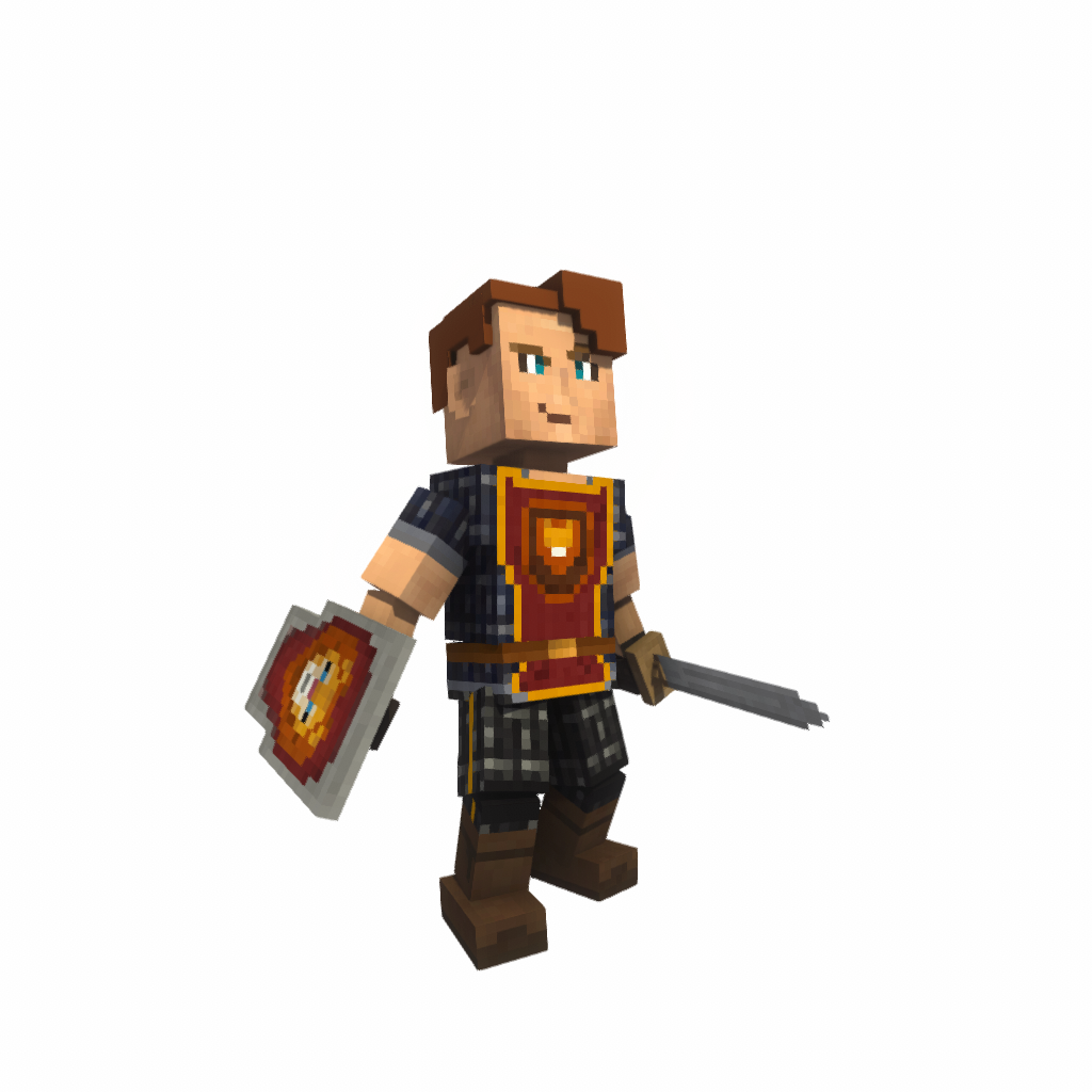 An Adrullan guard in voxel armor