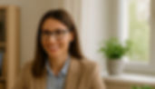 A professional woman at Nest Managers smiles while speaking with a client in a modern offi