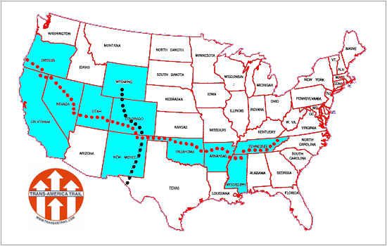 Oklahoma Adventure Trail Map Trans-America Trail Ar, Ok, Nm, Co