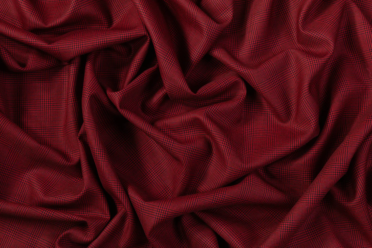 Deep wine red worsted wool plaid available for a custom hunt coat