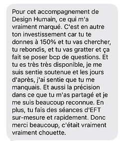 Témoignage cliente accompagnement Design Humain Natacha Remy Fribourg