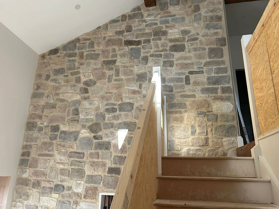 Stone veneer feature wall