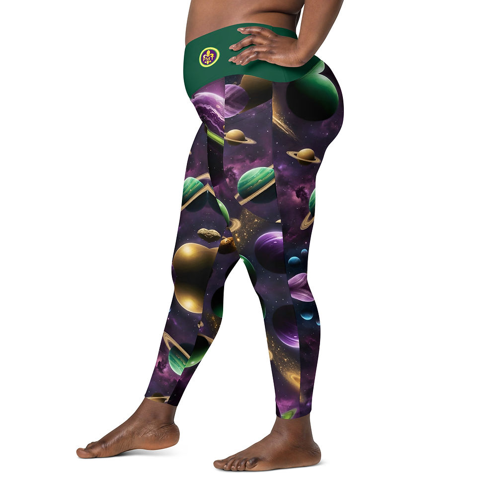 Thumbnail: Mardi Gras Angel 2026 Crossover leggings with pockets