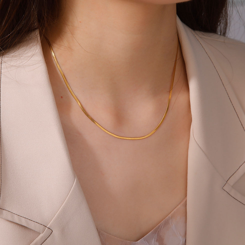 Thumbnail: Herringbone Gold Necklace - Liquid-Smooth Gold You Wear Your Way