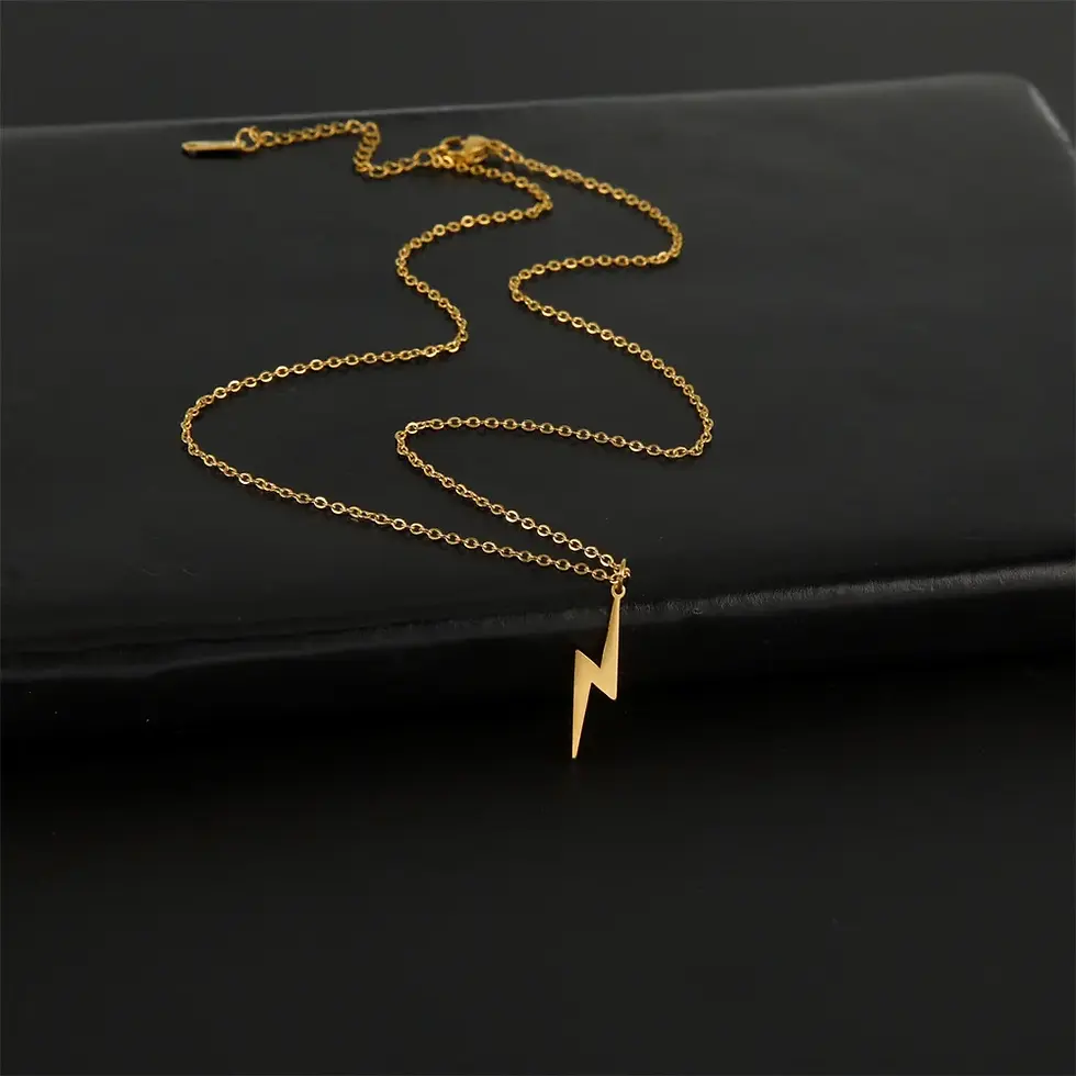 Thumbnail: Lightning Bolt Necklace - A Little Spark of Gold Edge
