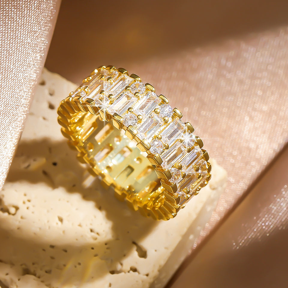 Thumbnail: Baguette Eternity Ring - Full-Band Sparkle in 18K Gold