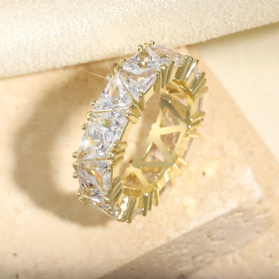 Thumbnail: Baguette Eternity Ring - Full-Band Sparkle in 18K Gold