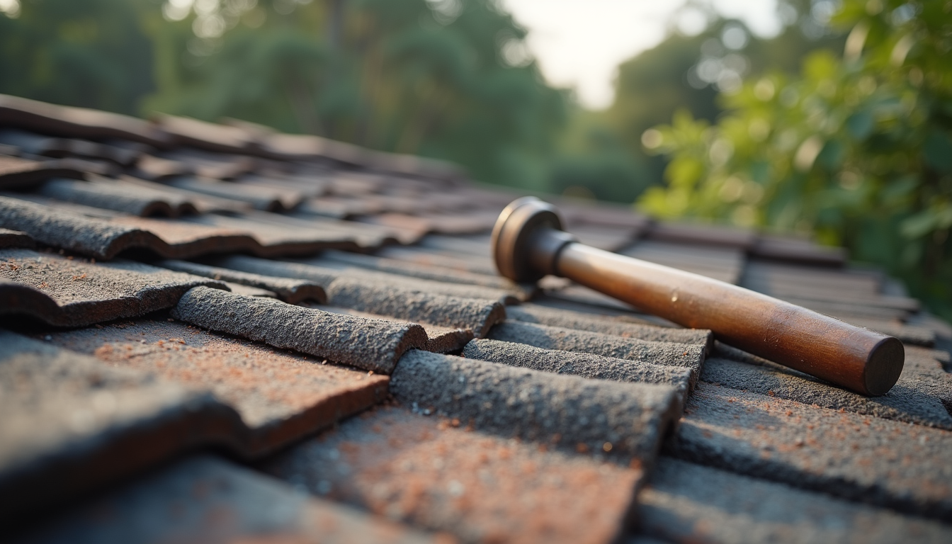 Close-up view of roofing materials and tools on a Florida home roof