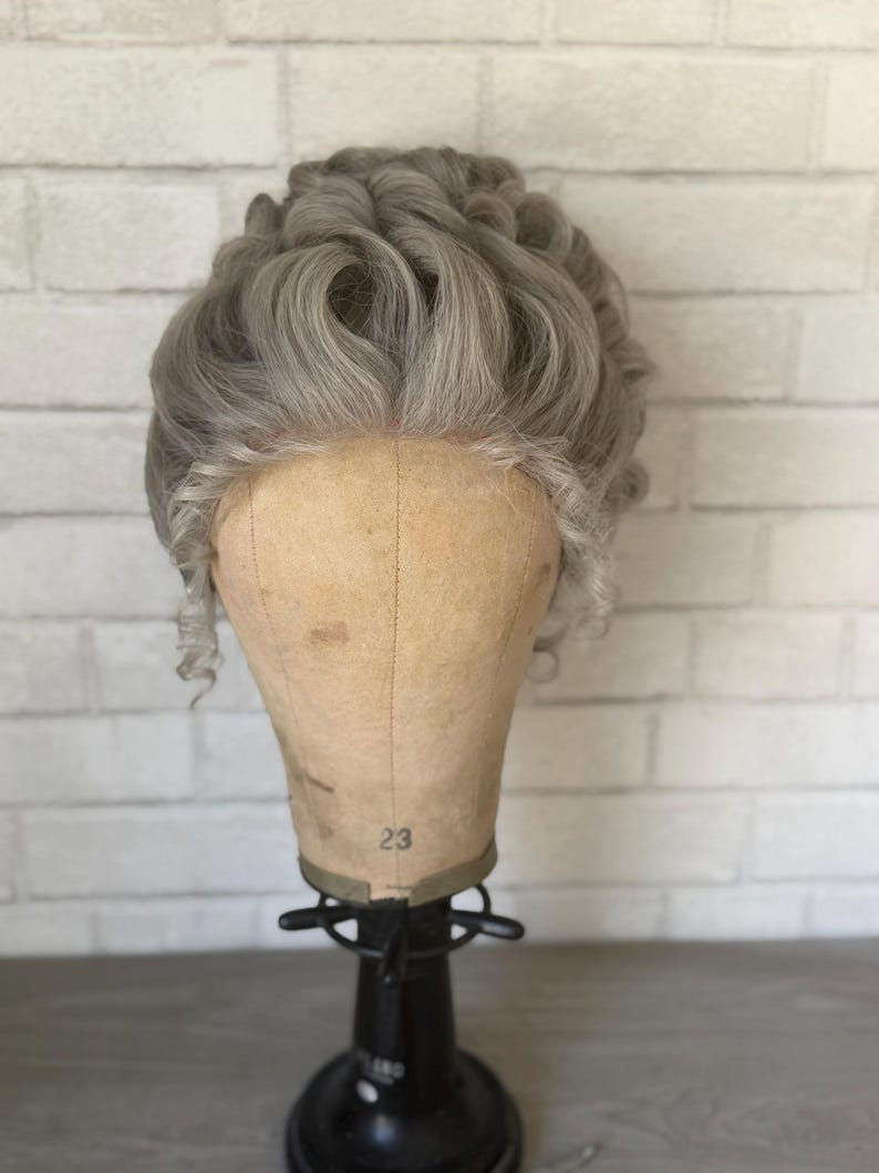Custom Color Salt & Pepper Human Hair Rococo Wig | 18th Century Style