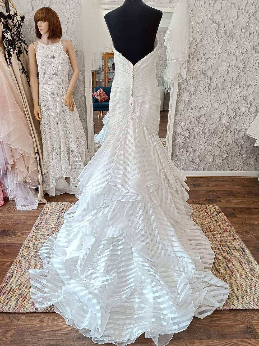 Thumbnail: Stripy ruffle gown - Size 14