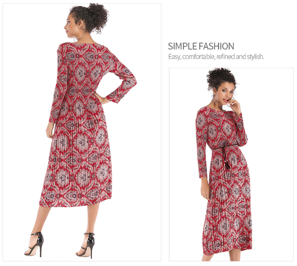 Thumbnail: Women Chiffon Full Sleeve Argyle Dress