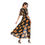 Thumbnail: Women Short Sleeve V-neck Black Beach Skirt Floral Dress