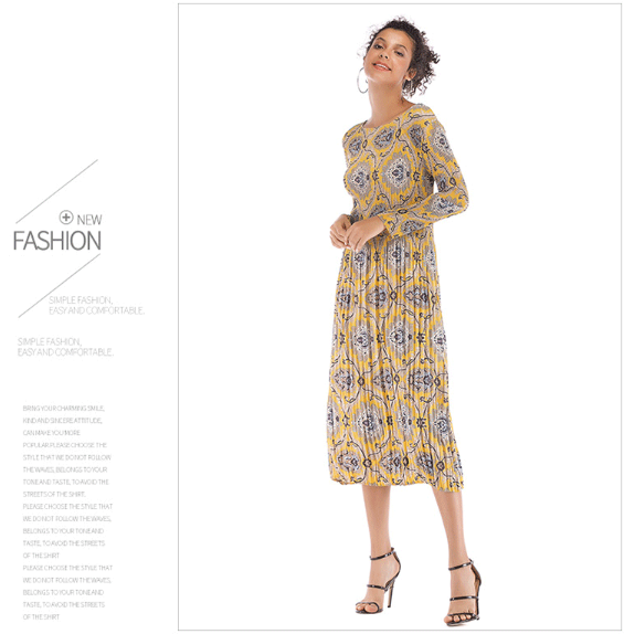 Thumbnail: Women Chiffon Full Sleeve Argyle Dress