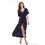 Thumbnail: Women V-neck Seaside Vacation Short Sleeve Floral Beach Skirt Dress