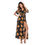 Thumbnail: Women Short Sleeve V-neck Black Beach Skirt Floral Dress